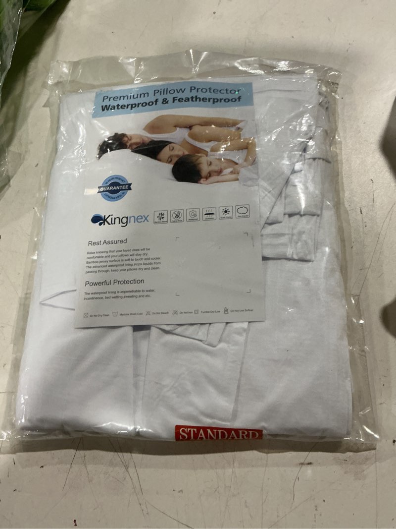 Condition photo showing New/Like New for 4 pack cooling bamboo viscose feather proof pillow protectors with zipper standard size waterproof down proof covers for bed pillows white(smooth surface) 4 pack standard (20 x 26)