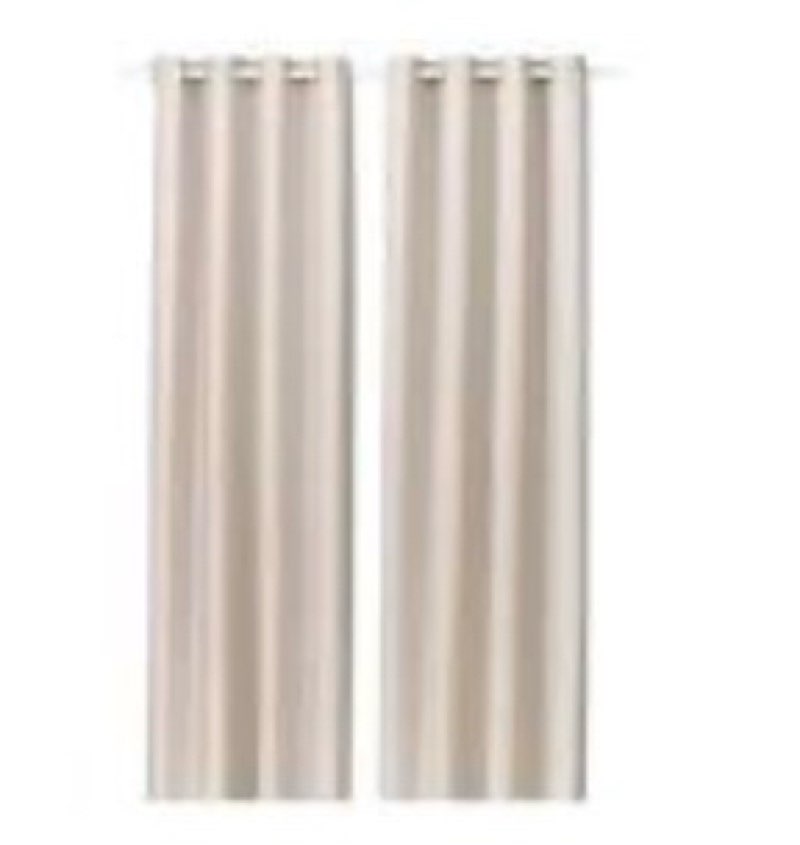 Beige curtain panels with eyeholes (unknown size)