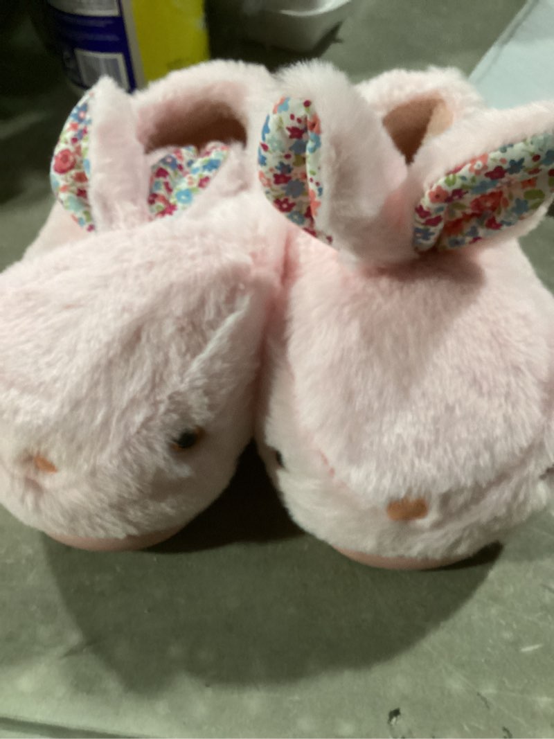 Condition photo showing New/Like New for owif kids toddler slippers girls dinosaur bunny house shoes non slip warm soft winter fuzzy indoor slipper