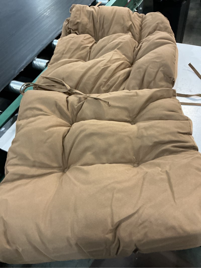 Condition photo showing Good Condition for artplan 40x20 outdoor seat back chair cushion wicker with ties | weatherproof patio chair cushions, soft supportive wicker replacement pillow pads designed for year-round outdoor patio use light brown