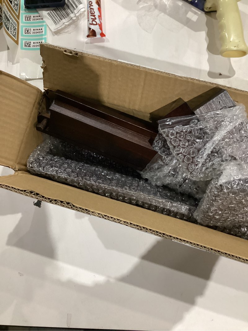 Condition photo showing Good Condition for 4pcs wooden mahjong racks with pushers,21 inches all-in-one mahjong pushers and racks for mahjong, dominoes,mexican train,includes magnetic chip box (reddish brown)