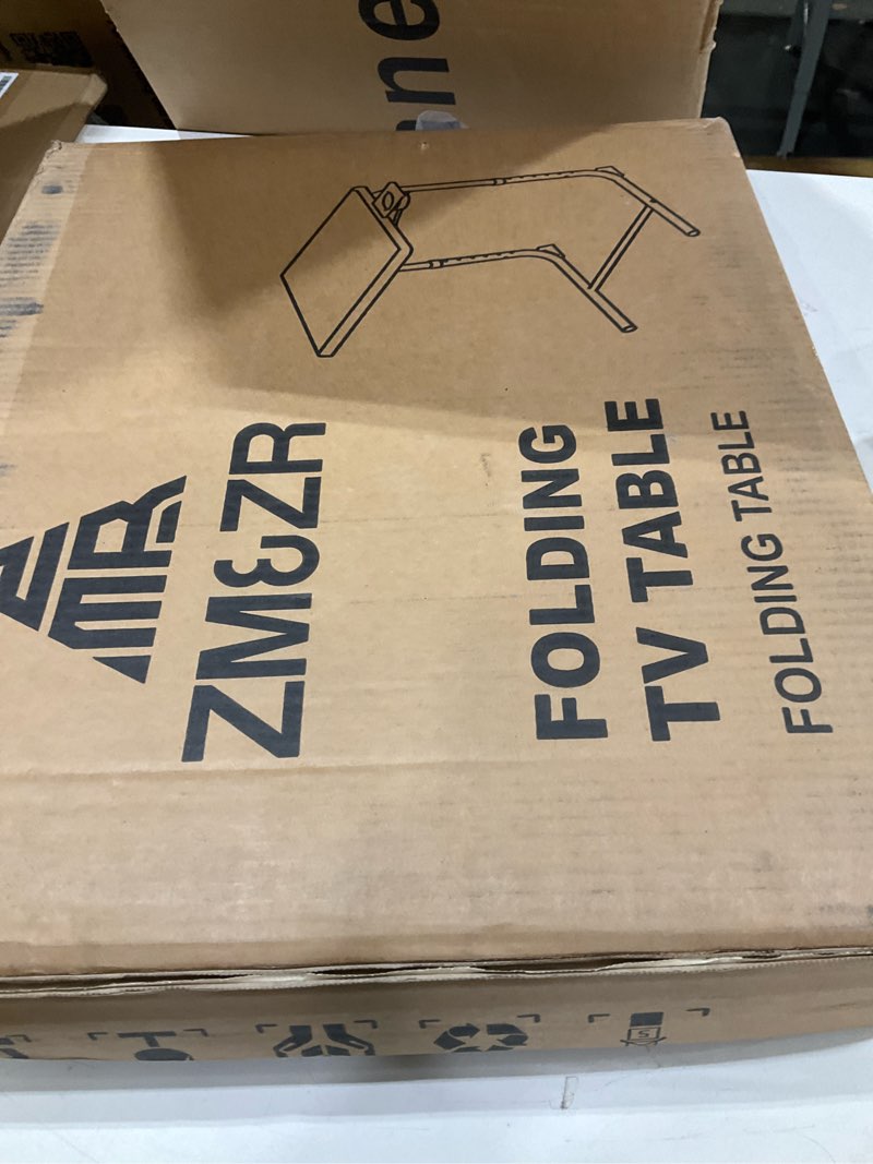 Condition photo showing New/Like New for ZM&ZR TV Tray – 6 Adjustable Height Levels & 3 Tilt Angles – Foldable Multipurpose Snack Table with Retractable Cup Holder – Slide Under Sofa or Bed – Portable Laptop, Dinner & Coffee Table