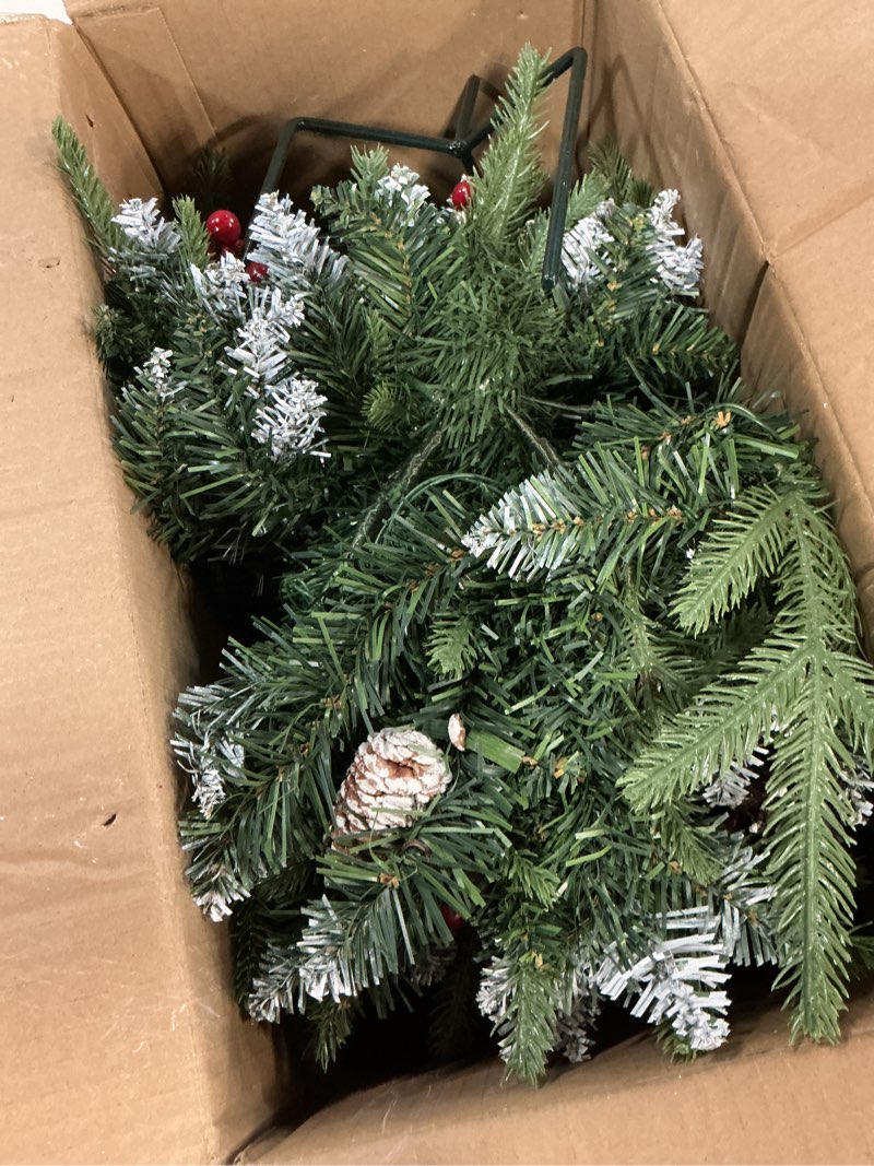 Condition photo showing Good Condition for Set of 2 Christmas Planter/Urn Fillers Outdoor Front Porch, Artificial Prelit Christmas Tree, Holiday Pot Fillers with Multi-Color Lights, Outdoor Christmas Decorations Yard