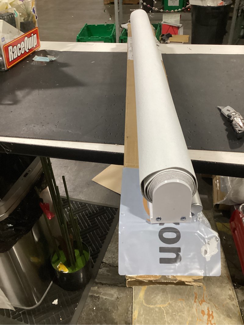 Condition photo showing As Is for genimo 100% blackout roller window shades, window blinds cordless with thermal insulated, uv protection fabric, mini french door blinds for home, bedroom, office, white, 35\" w x 75\" h white?aluminum cover? 35\"w x 75\"h