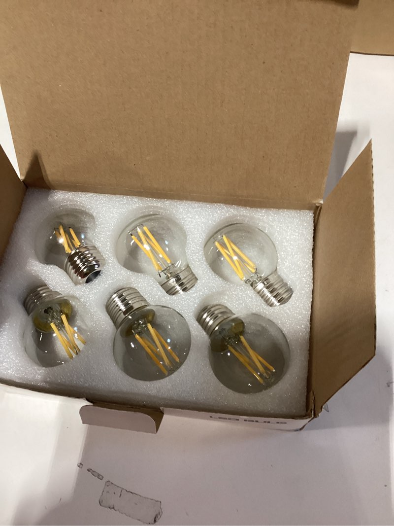 Condition photo showing New/Like New for E26 LED Bulb 60 Watt Equivalent, Dimmable E26 LED Bulb Soft White 3000K, 6 Pack G16 1/2 Globe LED Edison Light Bulbs, G50/G16.5 LED Light Bulbs 6W for Pendant,Vanity, Hallway Fixtures, AC120V, 600lm