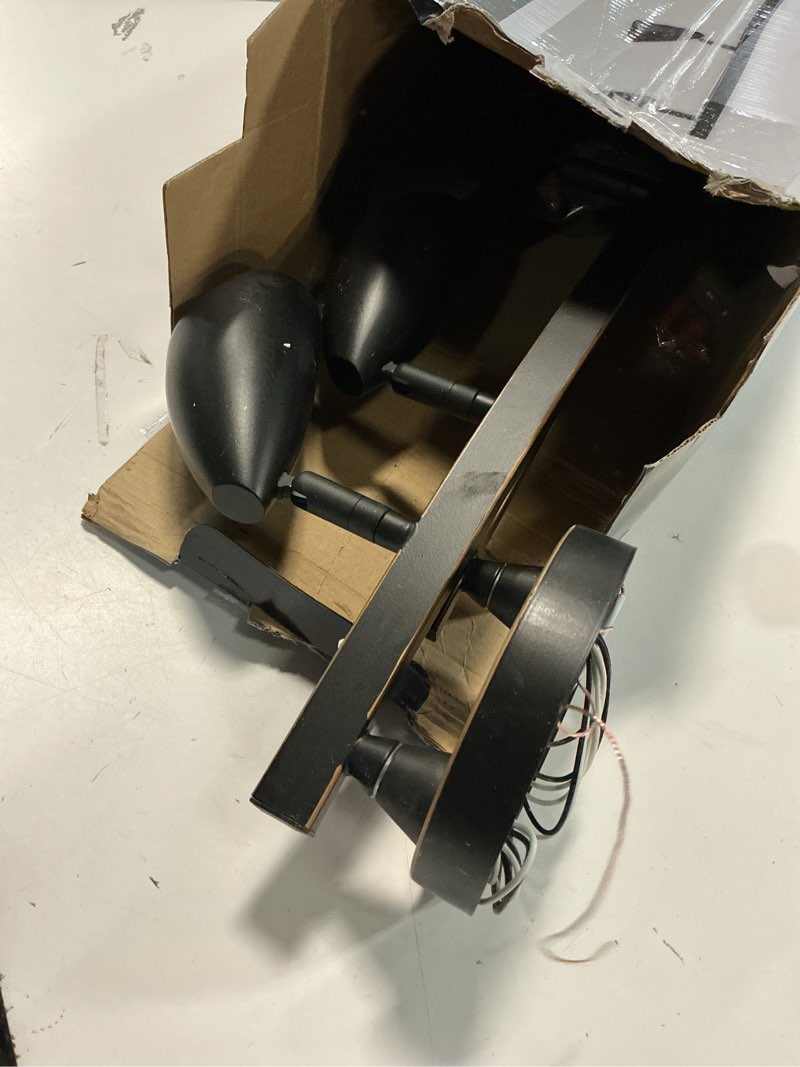 Condition photo showing As Is for globe electric 59376 grayson 6-light adjustable s-shape track lighting, bronze color, oil rubbed finish 6-light oil-rubbed bronze