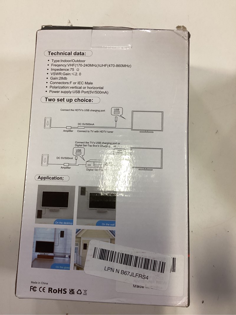 Condition photo showing New/Like New for 3800+ miles range tv antenna indoor, 2026 upgraded strongest digital antenna for smart tv, hd antennas with amplifier support smart tv and old tvs, 360° reception for 8k 4k 1080p -30ft long cable dark black