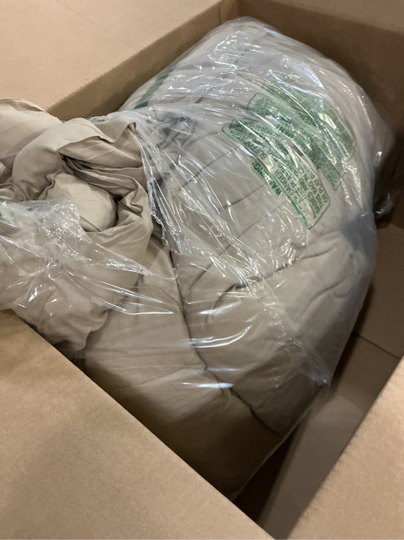 Condition photo showing As Is for Cream Coffee Comforter Set Queen Khaki Bedding Comforter Set Full Dark Champagne Solid Blanket Quilts Cream Khaki Modern Soft Breathable Taupe 3 Piece Light Coffee Bedding Set For Queen Bed 1-cream Coffee Queen