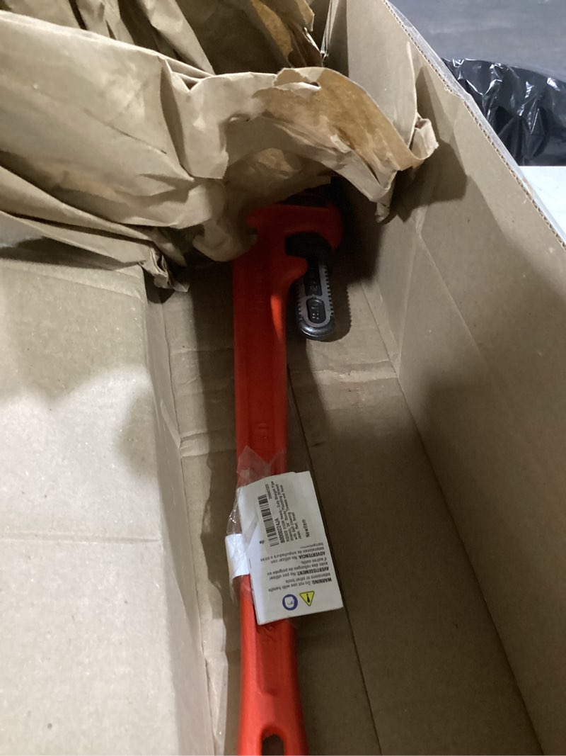Condition photo showing Good Condition for ridgid 31030 heavy-duty straight pipe wrench, 24" sturdy plumbing wrench with self cleaning threads and hook jaws, red, small 24" durability wrench