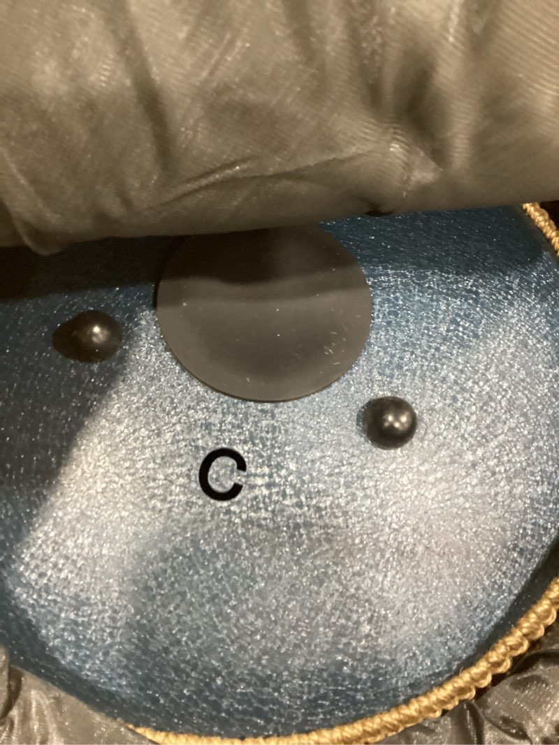 Condition photo showing Good Condition for steel tongue drum 13 inches 15 notes, hand pan drums for adults 440hz, c major handpan musical instrument with song book, mallets and carry bag, navy blue navy blue 13inch-lotus