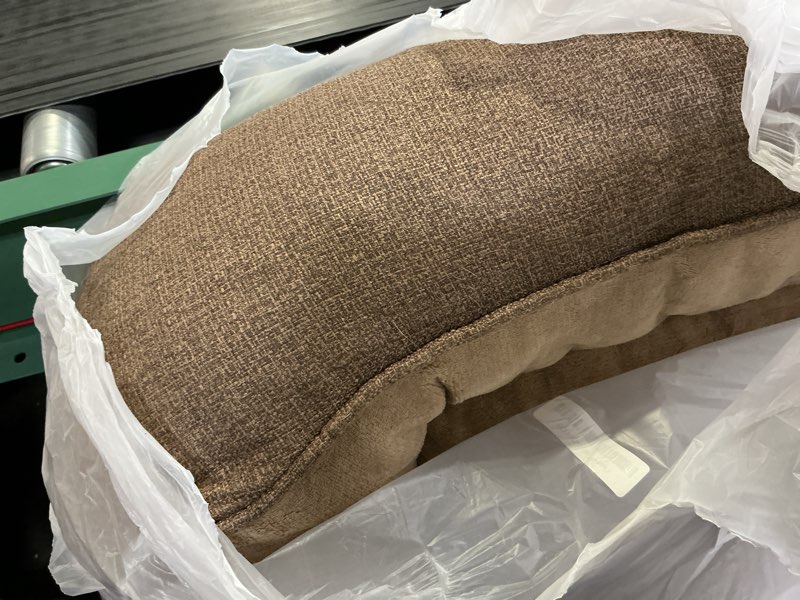 Condition photo showing As Is for orthopedic dog bed for large dogs - extra thick supportive dog couch bed, pet beds sofa with waterproof washable cover & non-slip bottom, brown, 38x28 inch brown 38"l x 28"w x 9"h