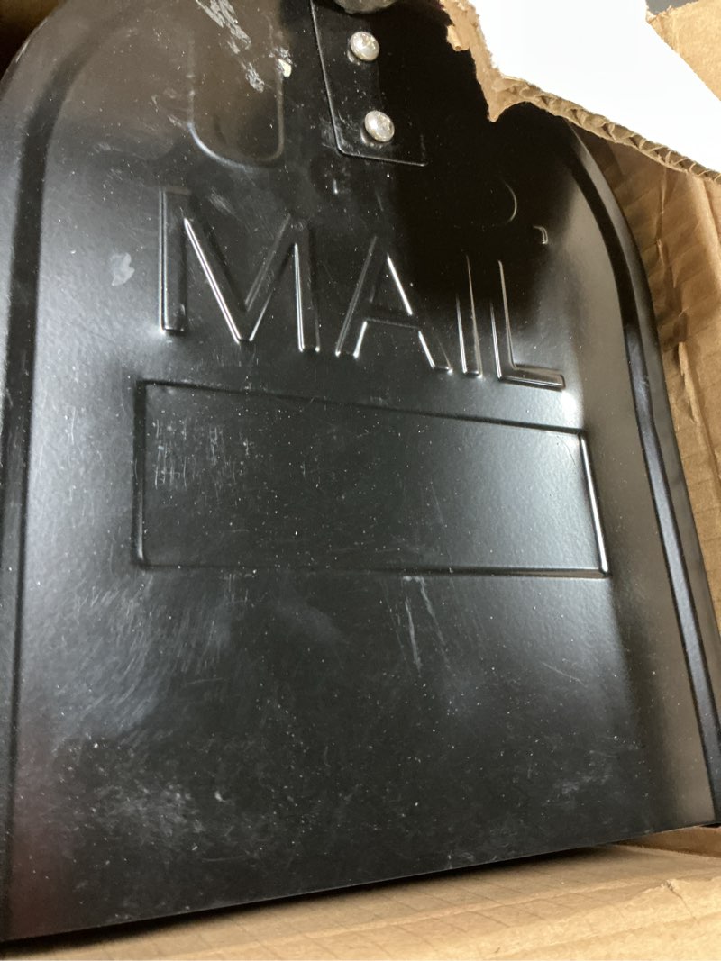Condition photo showing As Is for mailboxes for outside, galvanized steel medium black metal mailbox, 20 x 8.7 x 6.7 inches