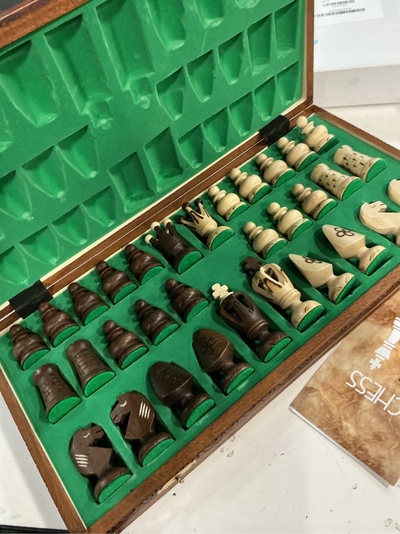 Condition photo showing Good Condition for husaria european international chess wooden game set, king's classic - 18-inch large size chess set - folding board with felt bottom chessmen 18 inch classic