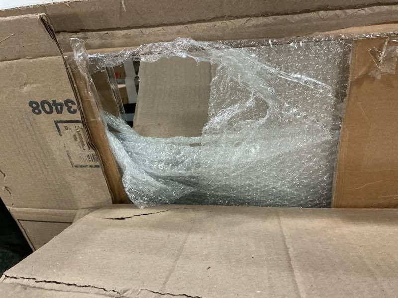 Condition photo showing As Is for TokeShimi 24x36 Beveled Wall Mirror Decorative, Bathroom Vanity Mirrored with 1" Beveled Edge, Shatterproof Modern Frameless Mirror Bathroom Rectangle for Living Room, Entryway, Restroom 24"L x 36"W Rectangle Shaped