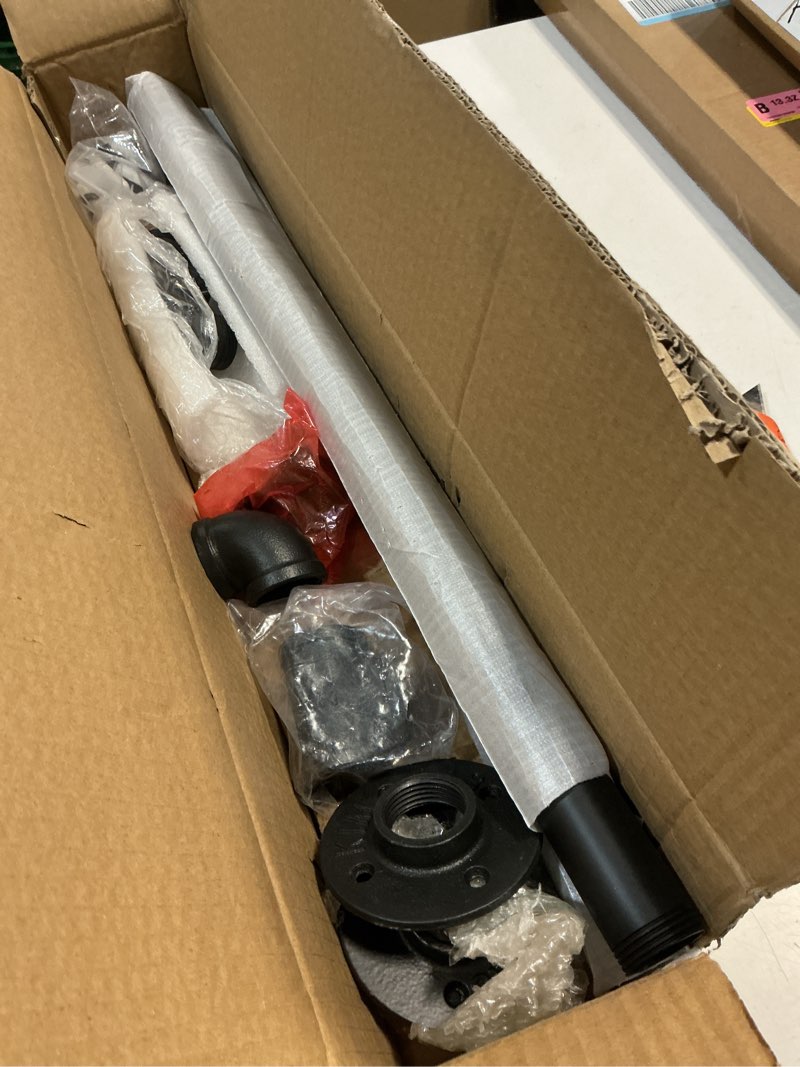 Condition photo showing Good Condition for Industrial Pipe Stair Handrail, Wall-Mounted Metal Hand Rail for Indoor & Outdoor Steps, Black Galvanized Iron, Vintage Farmhouse Style, Heavy Duty Support for Stairs & Porch (Black, 5ft) 5 Feet Black