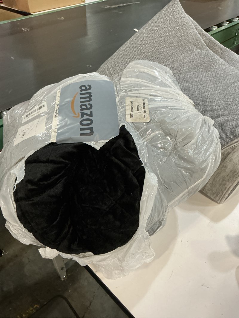 Condition photo showing As Is for Fredsure Distressed Velvet Comforter Set, 5 Pieces Black King, Distressed Velvet Face and Brushed Microfiber Reverse King Black