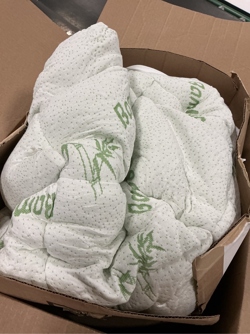 Condition photo showing As Is for Ultra Soft Queen Size Mattress Topper - Viscose Made from Bamboo Pillow Top Mattress Pad for Back Pain Relief - Naturally Cooling for Hot Sleepers, Green