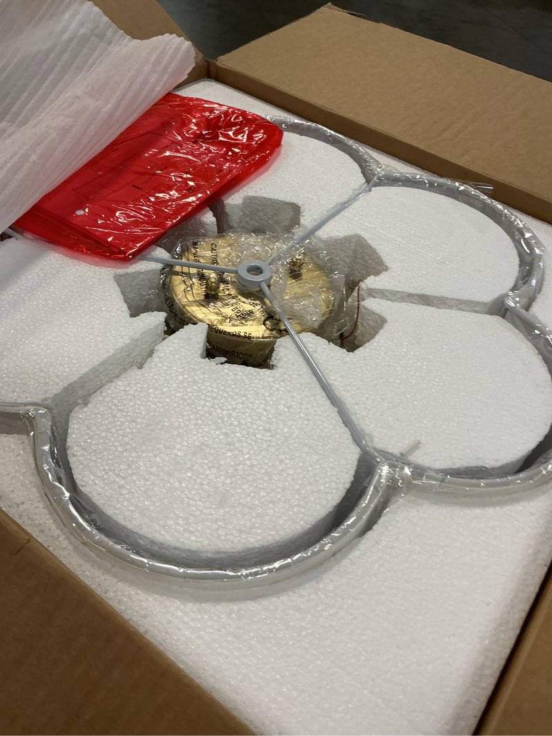 Condition photo showing Good Condition for gold semi flush mount ceiling lights, 6-light 18inch ceiling light fixtures with fabric shade in flower shape, farmhouse brass drum lighting for nursery bedroom kitchen, ad-22007-6sf-gd gold, fabric shade 18", single shade