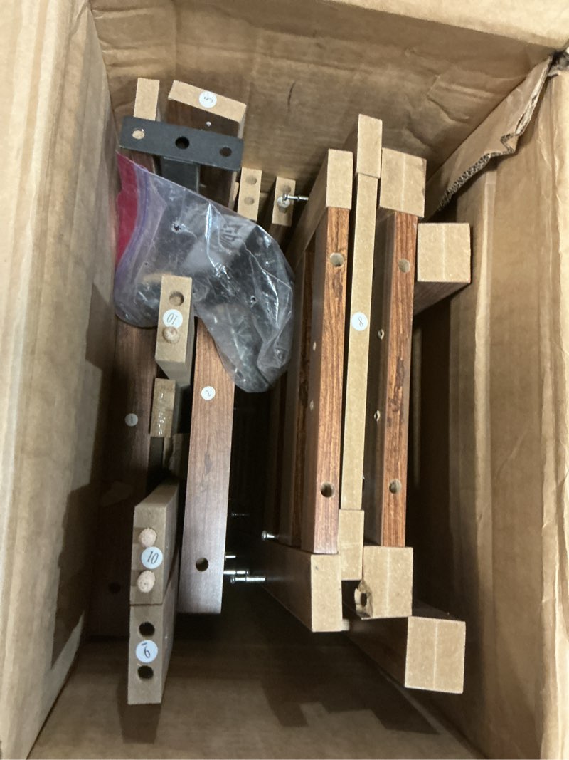 Condition photo showing As Is for choochoo 70.9 inch long console tables for entryway, wood 2-tier entry hallway table, narrow sofa table behind couch table for living room, entrance, walnut
