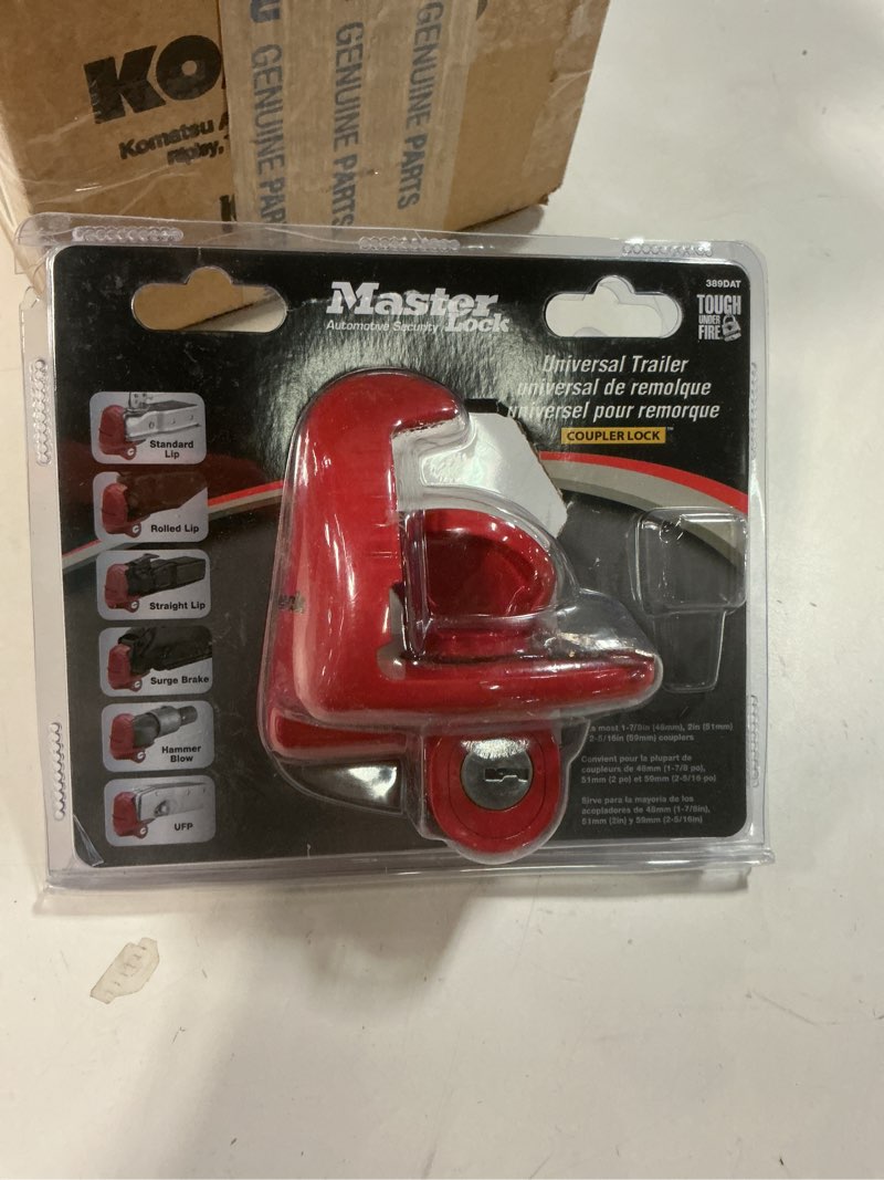 Condition photo showing New/Like New for Master Lock Trailer Coupler Lock, Universal Size Fits 1-7/8", 2", and 2-5/16", 389DAT 1 Pack