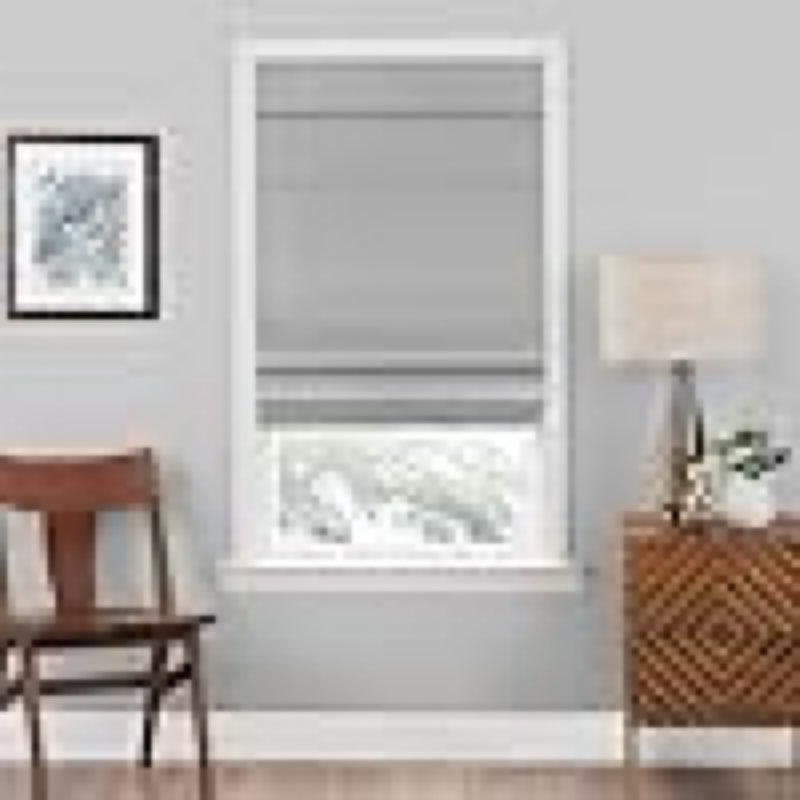 Cordless Roman Shades for Windows - 29 Inch Width x 64 Inch Length (Grey) - Blackout Polyester Window Privacy Blinds for Bedroom, Kitchen & Dining Room by Achim Home Décor