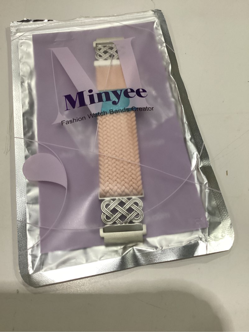 Condition photo showing Good Condition for minyee 20mm magnetic braided nylon band compatible with garmin vivoactive 6/vivoactive 5/3/3 music elastic bracelet, dressy celtic knot fancy stretchy strap for venu sq 2/forerunner 55/165/245/645 pink/starlight