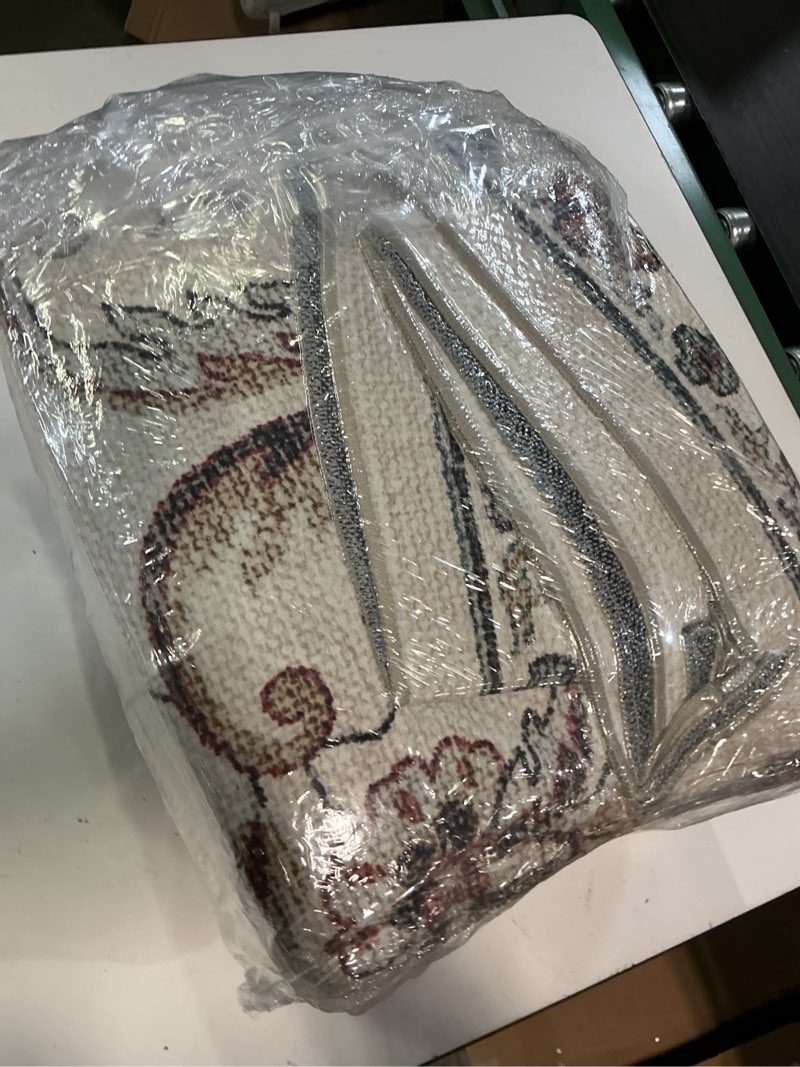 Condition photo showing Good Condition for washable 10x14 area rugs for living room, boho non-slip vintage distress large rugs for bedroom dining room office, 0.3" neutral oriental throw thin carpet, beige/rust/green/multi beige/rust/green/multi 10x14