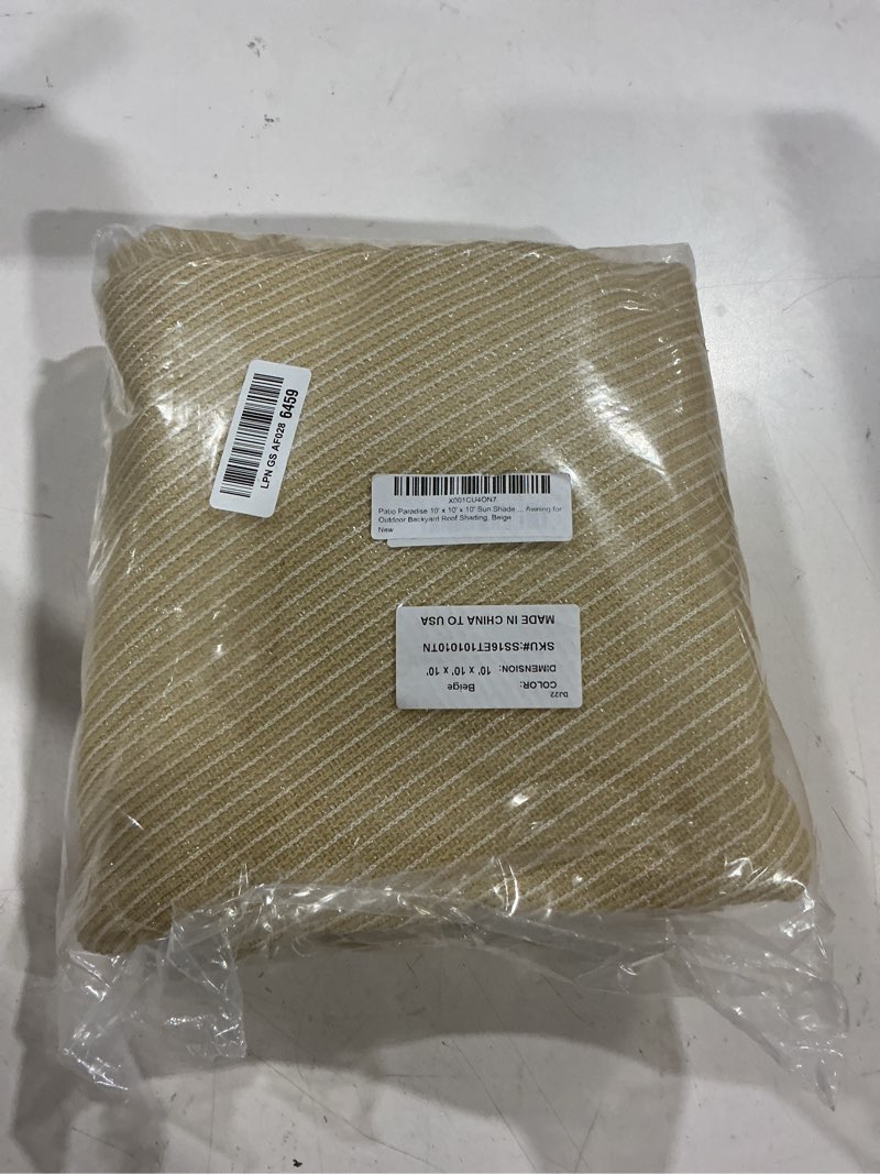 Condition photo showing Good Condition for patio paradise 10' x 10' x 10' sun shade sail triangle canopy shade cloth fabric sunlight block patio pergola cover hdpe deck awning for outdoor backyard roof shading, beige 10' x 10' x 10' beige