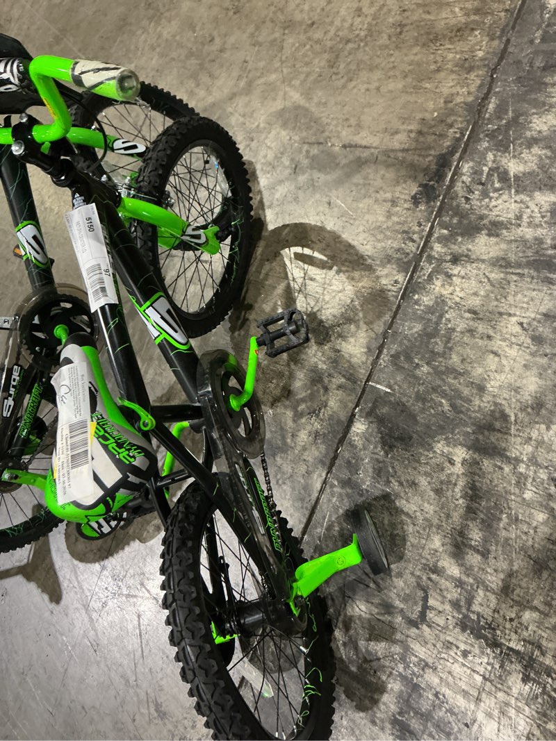 Condition photo showing As Is for dynacraft surge boys 18" bmx bike, for kids age 6-9 years, green
