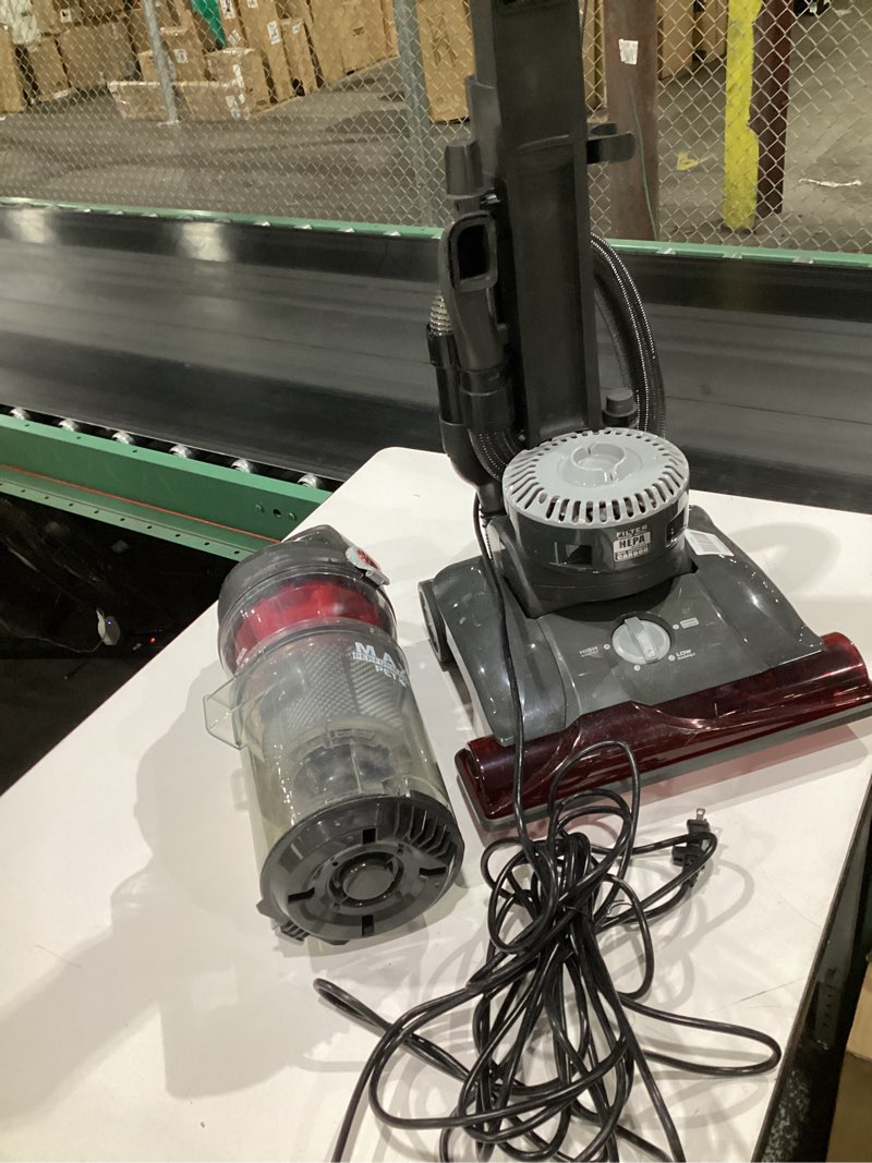 Condition photo showing As Is for (USED,  NOT TESTED) Hoover WindTunnel 3 Max Performance Pet Bagless Vacuum Cleaner, Corded Upright Vac, HEPA Media Filtration, Quick Pass Brushroll, Corded Vacuum Cleaners for Home Use