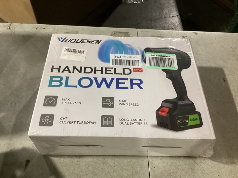 Condition photo showing New/Like New for 980,000 RPM Cordless Leaf Blower - 21V Electric Handheld Leaf Blower with 2×4.0Ah Batteries & Fast Charger - Lightweight for Patio, Lawn, Yard, Deck Cleaning - Light Black