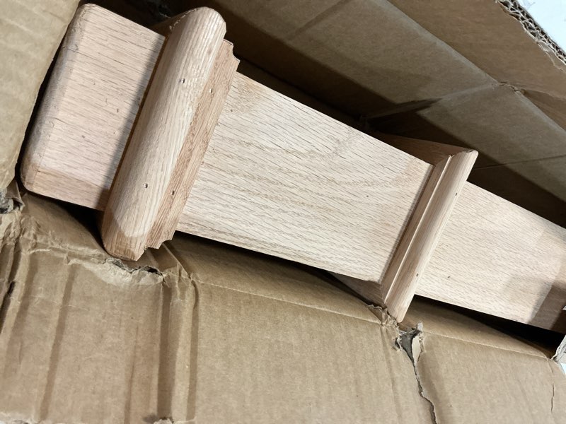 Condition photo showing Good Condition for croblissful 3 1/2 x 48 inch square newel post red oak solid wood box newel wood porch columns staircase post, plain style for remodeling stair railing banister indoor interior