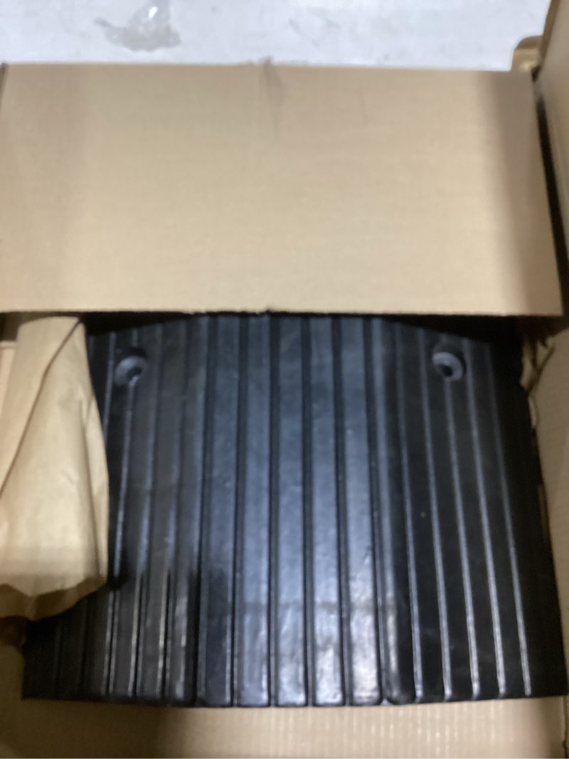 Condition photo showing As Is for Rubber Ramps for Door Threshold 19.7 x 15.3 x 3 Inches Wheelchair Ramp Non Slip for Home Doorways, Walk in Shower, Get in and Out of Houses, for Baby Stroller, Pet Stroller, 600 Lbs Capacity