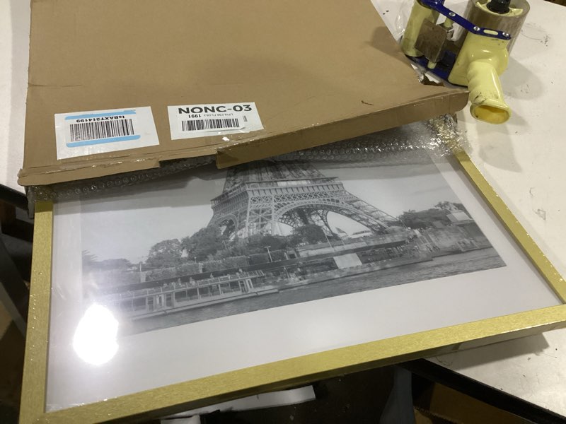 Condition photo showing As Is for upsimples 18x24 picture frame, display pictures 16x20 with mat or 18 x 24 without, wall hanging poster frames, gold, 1 pack