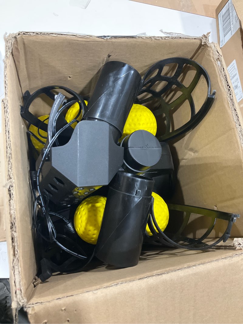 Condition photo showing As Is for Furlihong Upgraded Electronic Baseball Pitching Machine, Adjustable Angles & Speed, AC Adapter or Battery Powered, Comes with 8 Dimpled Balls, for Batting and Fielding Practice of Low Level