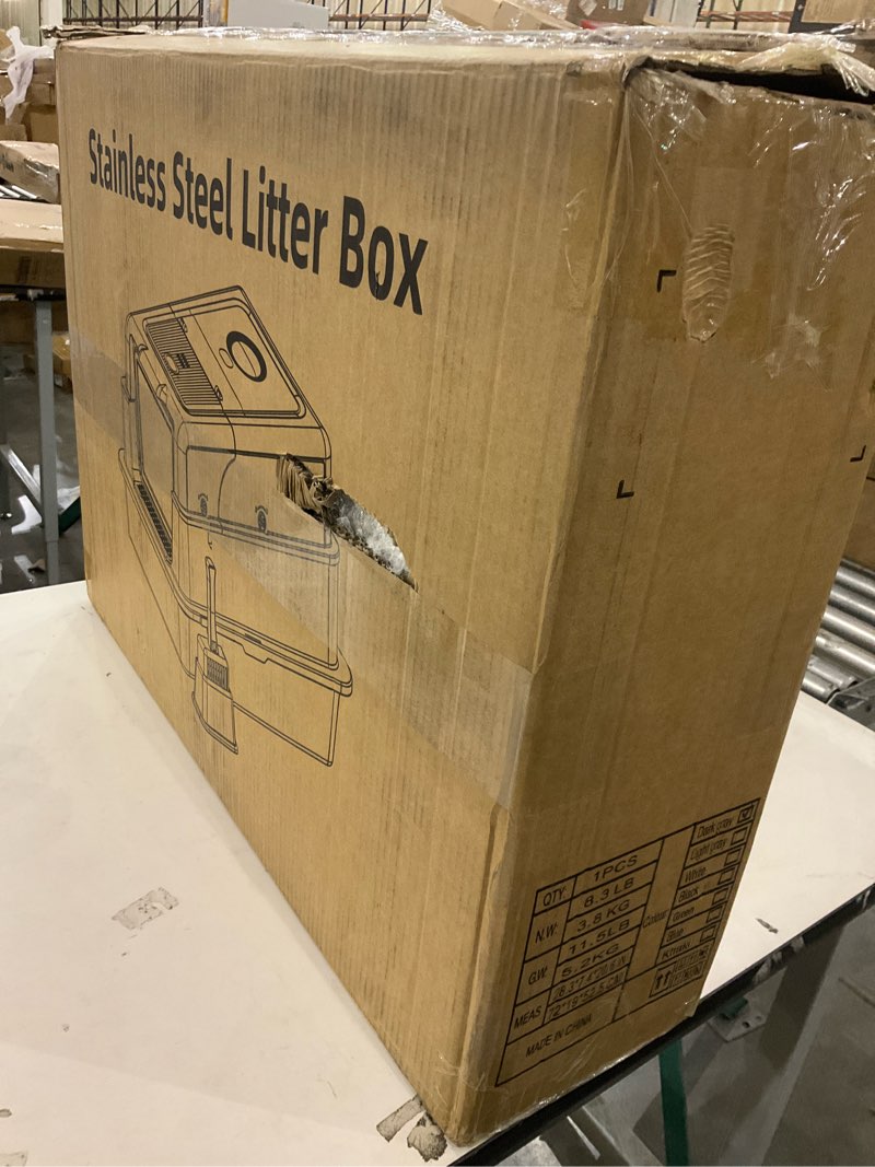 Condition photo showing New/Like New for XXXL Extra Large Stainless Steel Litter Box with Lid, 28" L x 20.5" W x 17" H Covered Stainless Stee