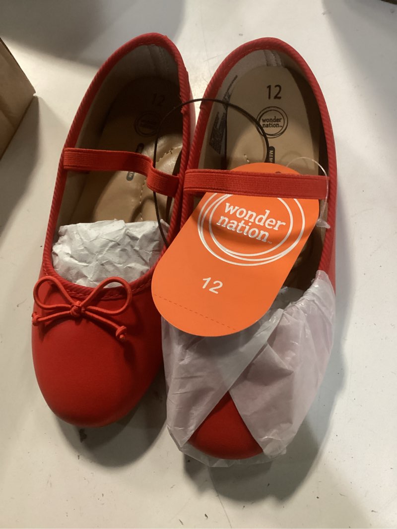 Condition photo showing Good Condition for wonder nation toddler girls' bow ballet dress shoes in red