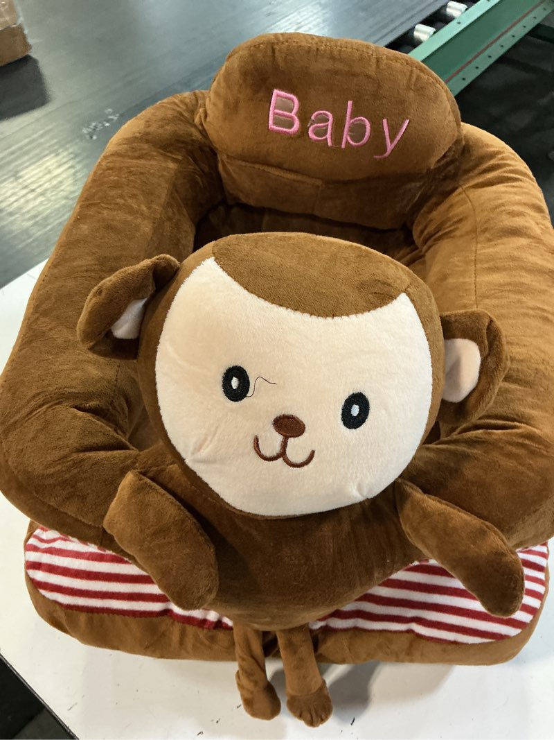 Condition photo showing Good Condition for baby support seat, cute baby sofa chair for sitting up, comfy plush infant seats (monkey,w17.5 x h17.5) monkey w17.5" x h17.5"
