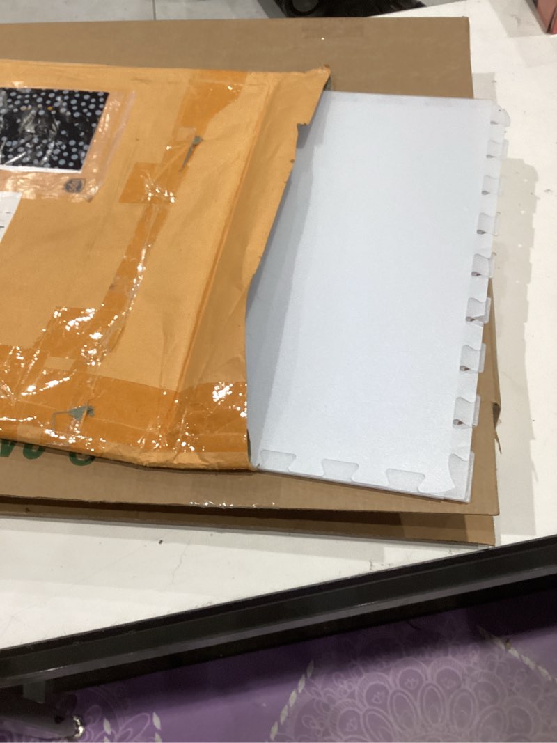 Condition photo showing Good Condition for blvornl innovative puzzle chair mat for hardwood floor, 34"*46.5" hard material chair mat, heavy duty computer chair pad for rolling chairs, desk floor rug for office and home