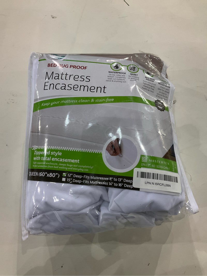 Condition photo showing New/Like New for Guardmax Jersey Knitted Queen Zippered Mattress Encasement - Waterproof & Bed Bug Proof Mattress Protector - Comfortable, Soft, and Noiseless Zippered Bedding - Dust Mite Proof (60 x 80 x 12) Queen White