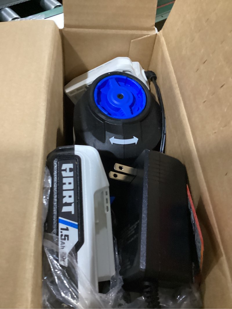 Condition photo showing As Is for hart 20-volt 2-inch 18-gauge battery-powered brad nailer kit, (1) 1.5ah lithium-ion battery