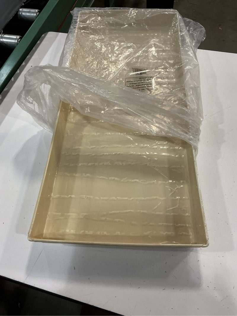 Condition photo showing New/Like New for hf by lt raj pattern enamel boot tray, 30 x 13 inches, antique cream finish