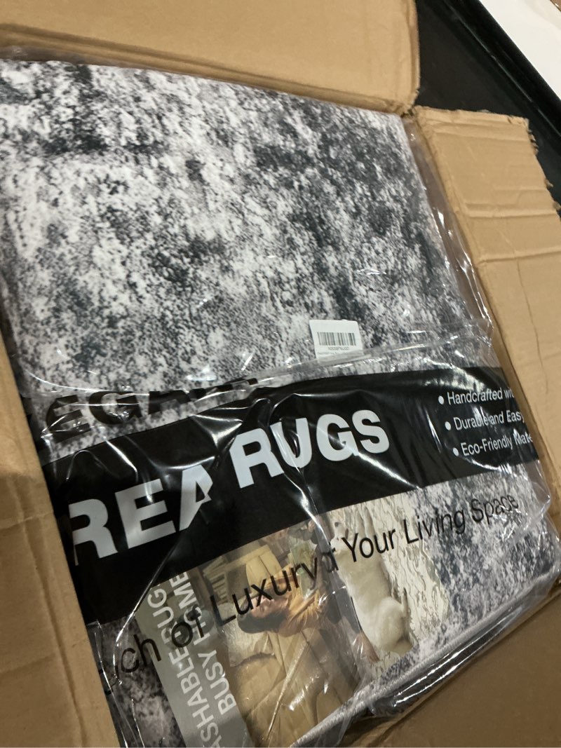 Condition photo showing Good Condition for area rug living room rugs - 9x12 large soft indoor neutral modern abstract low pile washable rug carpet for bedroom dining room farmhouse home office - grey grey 9' x 12' (rectangular)