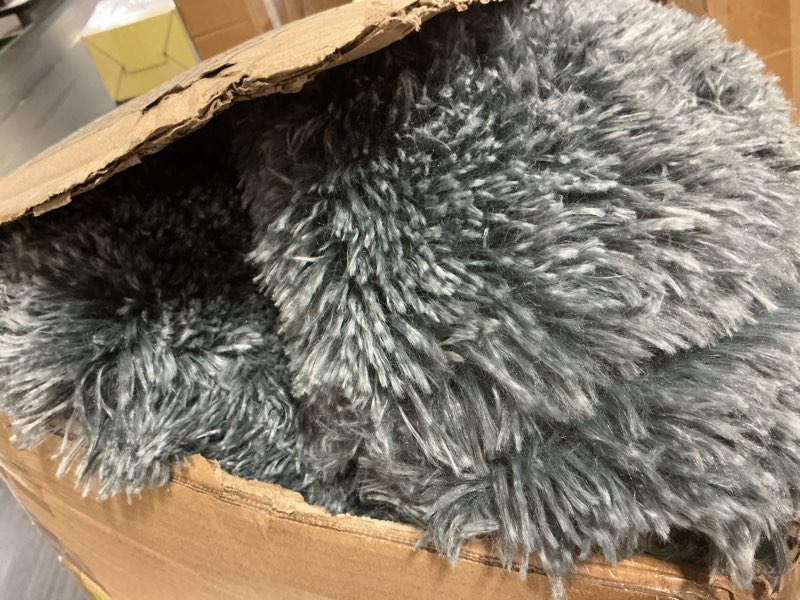 Condition photo showing Good Condition for bedfolks calming donut dog bed, 36 inches round fluffy for large dogs, anti-anxiety plush, machine washable (dark grey, large) 36.0"l x 36.0"w x 8.0"th dark grey
