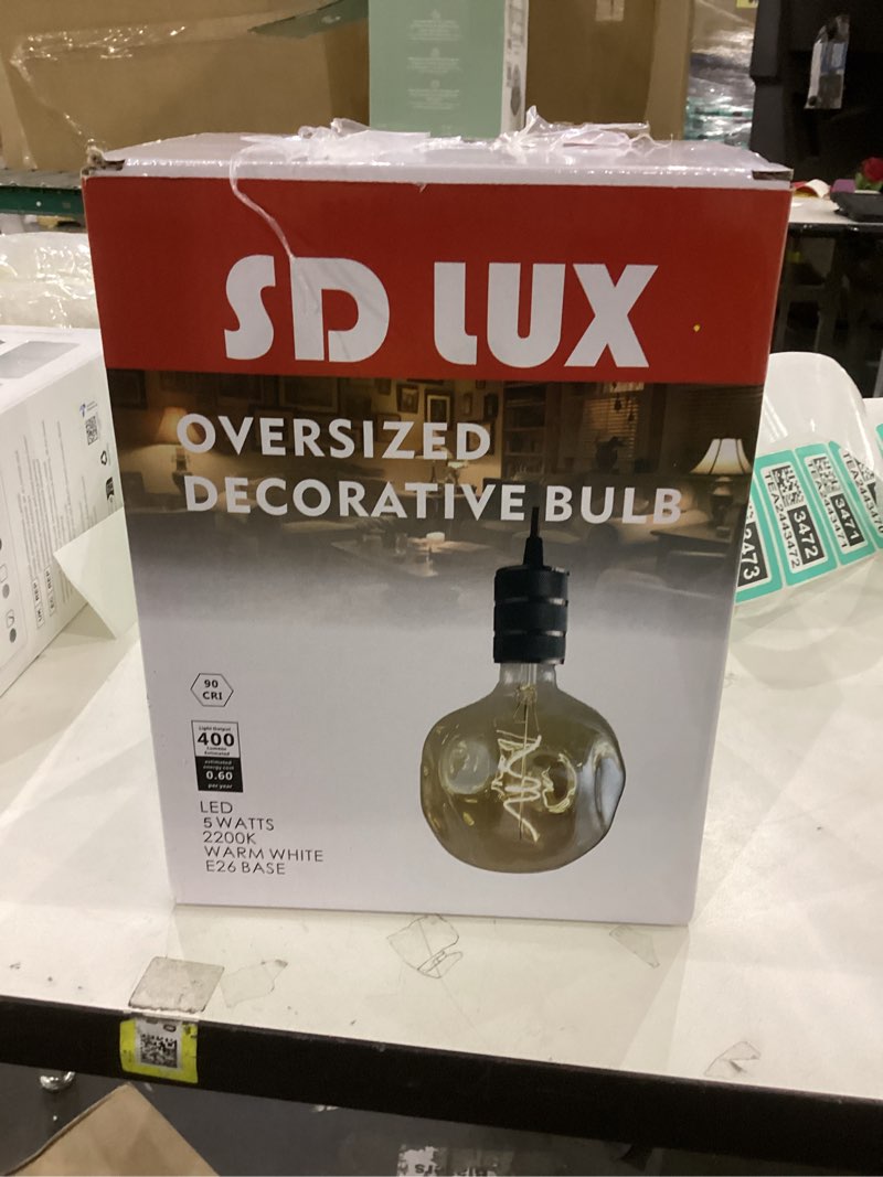 Condition photo showing New/Like New for SD LUX Oversized Vintage LED Light Bulbs 5W, Medium Base E26, Giant Huge Edison Bulb Large Full Color Decorative Bulbs, Dimmable 250LM(25W Equi) Pendant Lighting Warm White 2200K,1 PC (G150C)