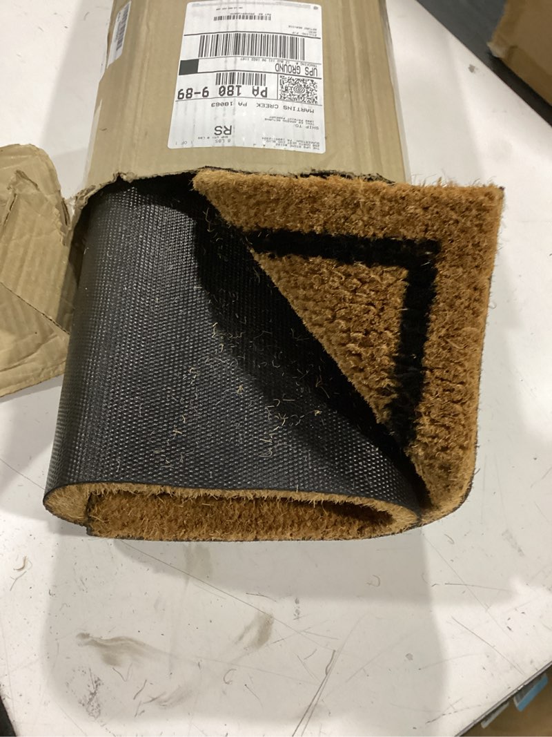 Condition photo showing Good Condition for barnyard designs natural coco coir heavy duty backing doormat - large cute non-slip front door welcome mat for outside entrance or porch entry, brown (24x36, home sweet home) home sweet home 24x36