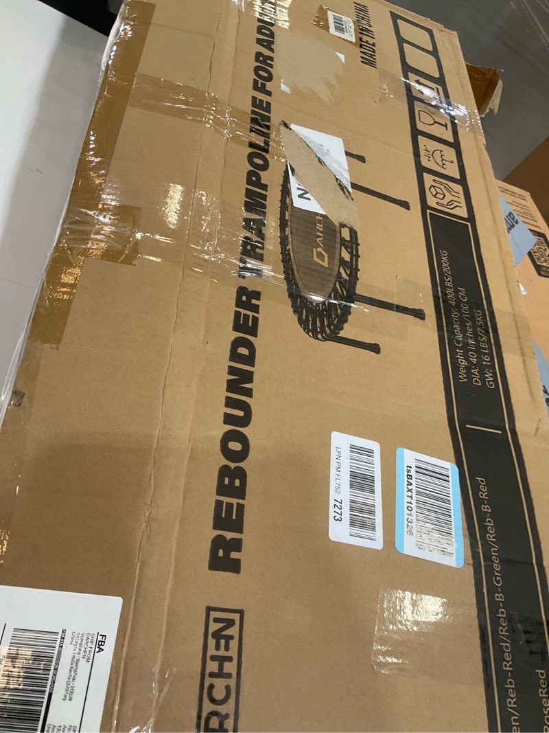 Condition photo showing As Is for darchen 450 lbs mini trampoline for adults, indoor small rebounder exercise trampoline for workout fitness for quiet and safely cushioned bounce, [40 inch] 550f-rosered-with bungees cover one size