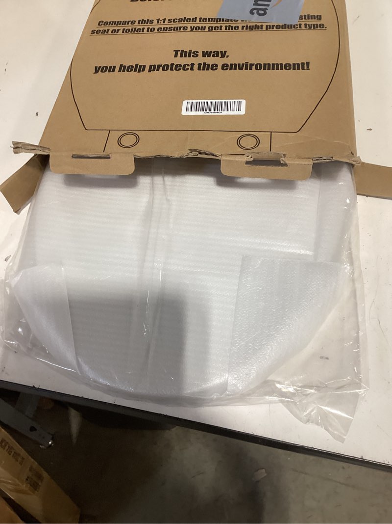 Condition photo showing New/Like New for elongated toilet seat, 18.5” soft/slow close oval (oblong) toilet seat for elongated toilets, no-slam quiet-close lid, easy-to-install & clean, durable never-loosen white plastic seat white elongated(oval)