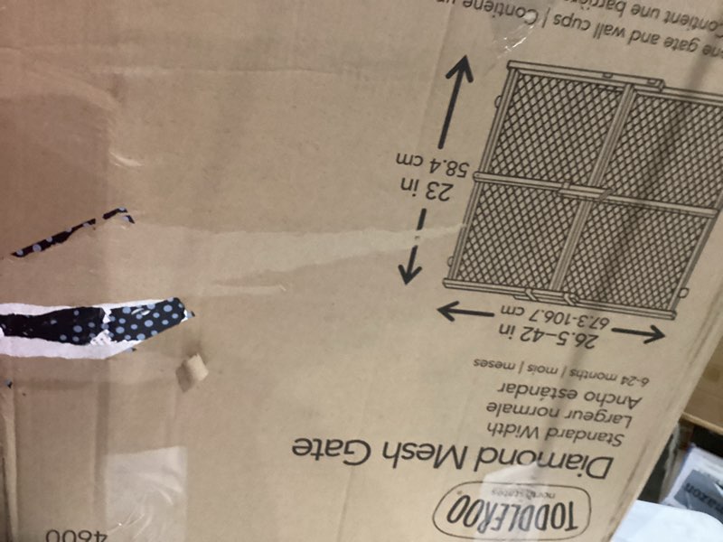 Condition photo showing Good Condition for toddleroo by north states - diamond mesh wooden baby gate: pressure mounted baby gate for doorways - adjustable 26.5 to 42 inches wide - 23 inches tall