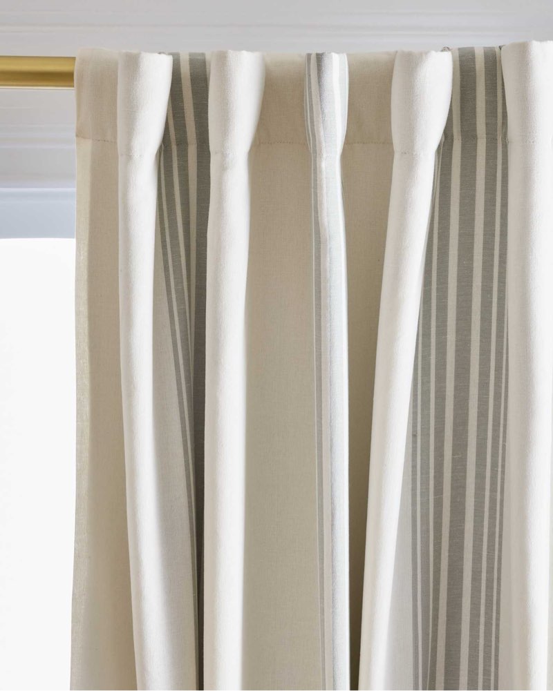 Quince, Coastal Stripe Linen Cotton Room 48”x108”(1 panel)